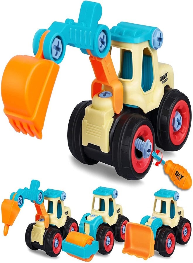 SID MAGIC 4-in-1 Take Apart Construction Vehicles Toy Set - Push & Go Engineering Trucks with Screwdriver for Kids Ages 3+ (Random Color Will be Sent) - Image 1